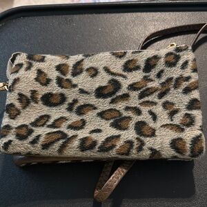 Brown and Black Leopard Print Clutch Wristlet